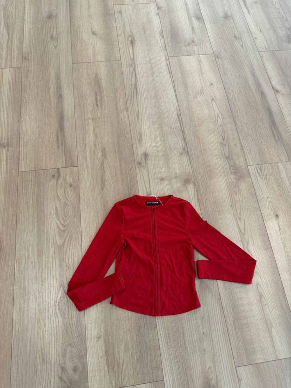 naked wardrobe Red Long-Sleeve Zip Front Top